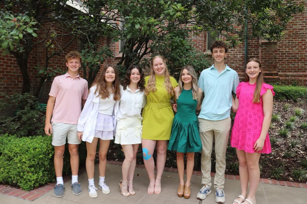 Geaux Beyond Founders. L to R: Luke Dickerson, Elinoah Schellack, Agatha Schellack, Emma Harper Blumentritt, Grace Schellack, David Dickerson, Mary Claire Dickerson.